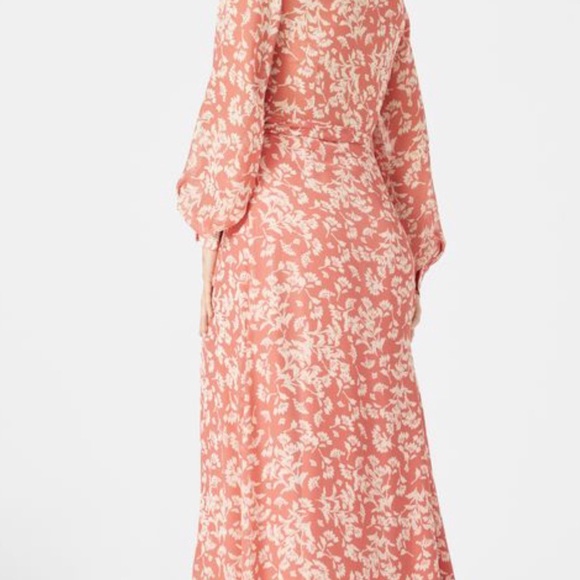 shoedazzle New Ladies Faded Rose floral long sleeve wrap Maxi Dress Barbie core - Picture 8 of 16